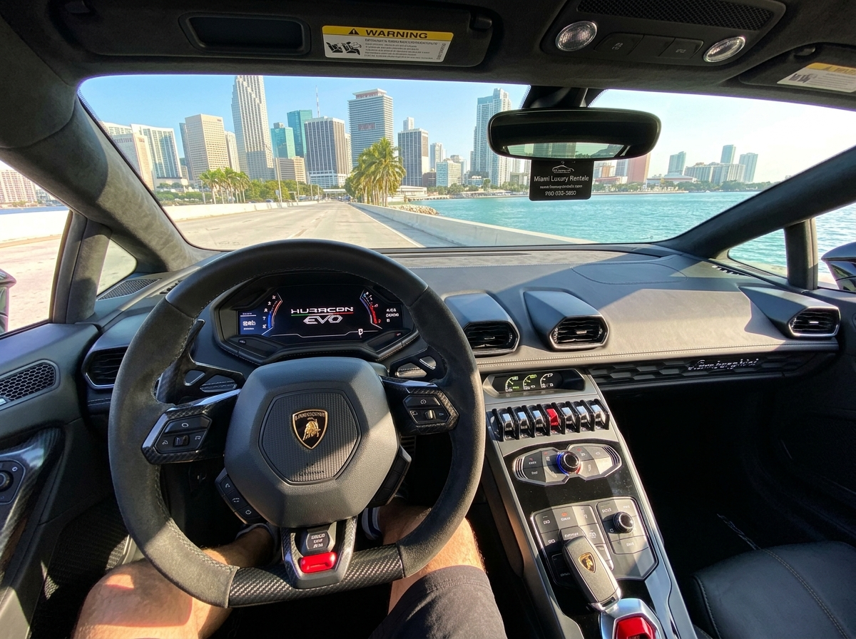 Lamborghini Huracan EVO interior Miami rental