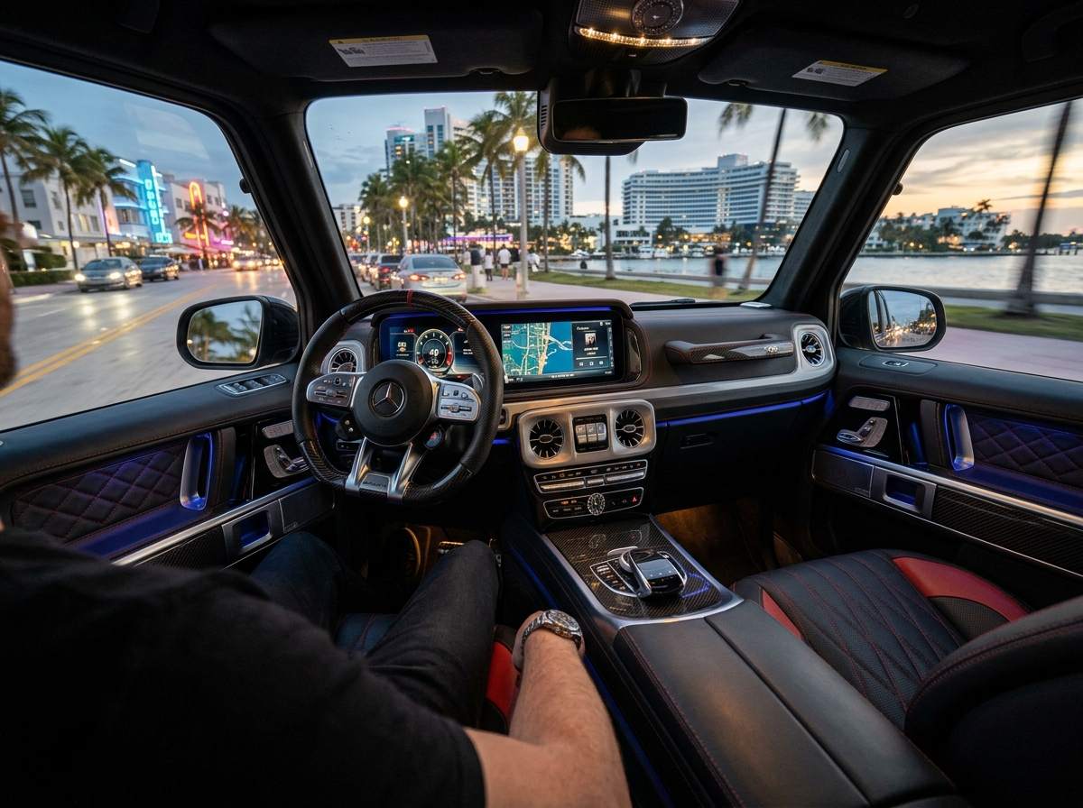 Mercedes G63 AMG interior luxury cabin Miami