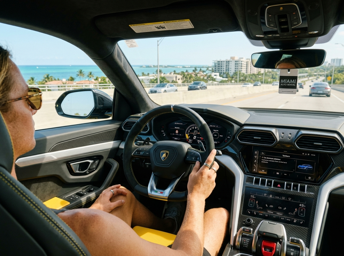 Lamborghini Urus SE interior South Florida rental