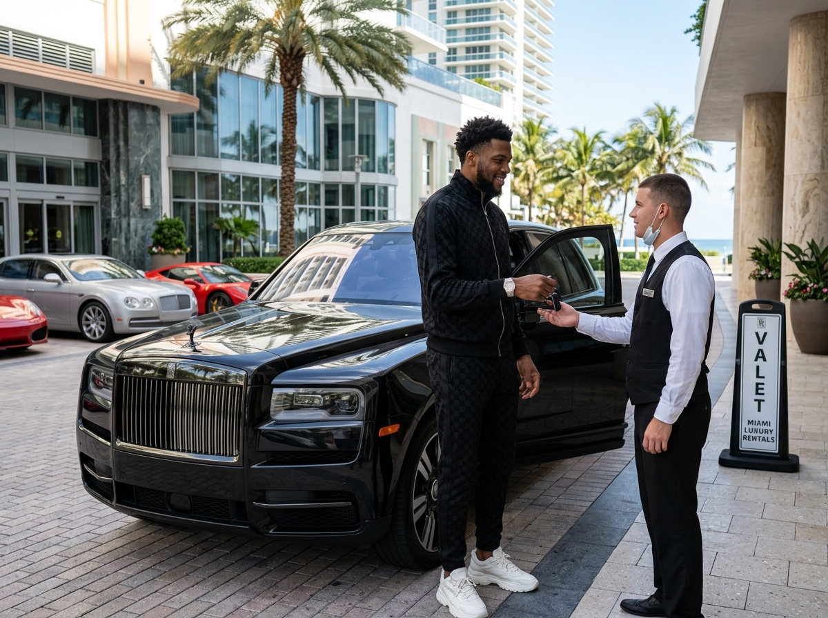 Professional athlete luxury car rental Miami — Rolls-Royce Cullinan valet service